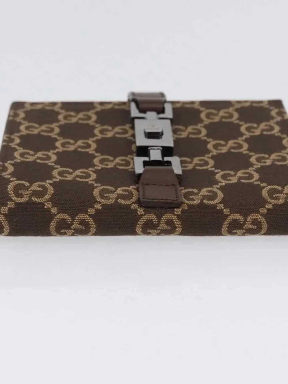 GUCCI GG Canvas Jackie Wallet Brown Silver 035 2773 2131 Auth am10798V
